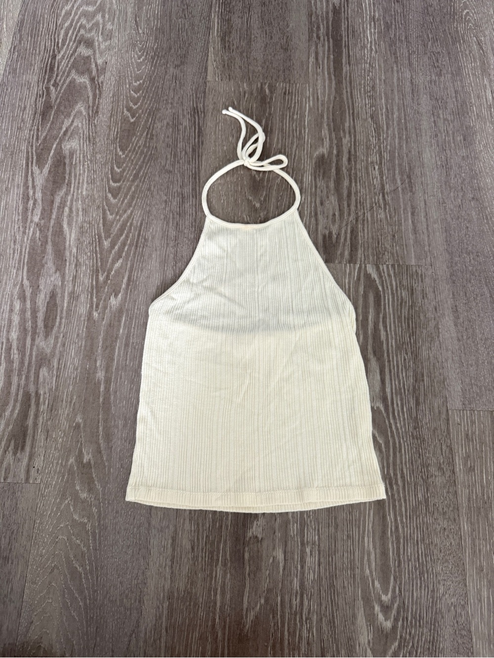 Oak + Fort Halter Ribbed Knit Tank Top in Cream size XS